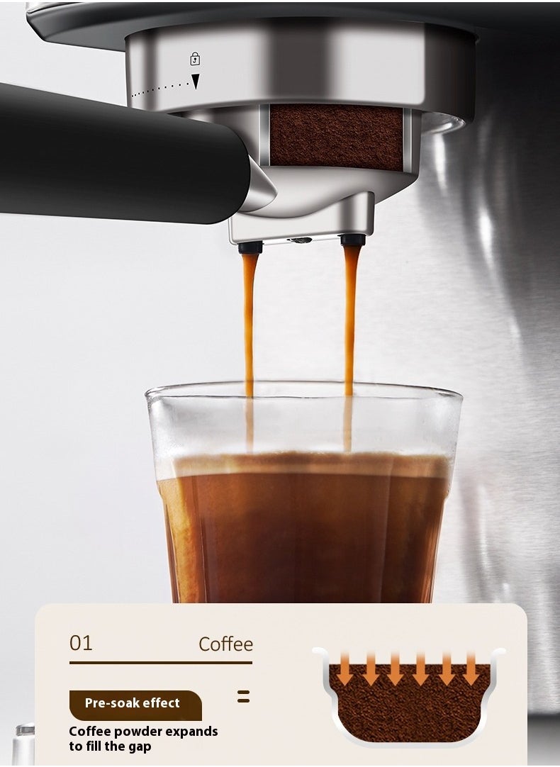 Espresso machine with milk frother, one-touch automatic coffee machine for espresso, cappuccino and latte, touch screen, cup warming