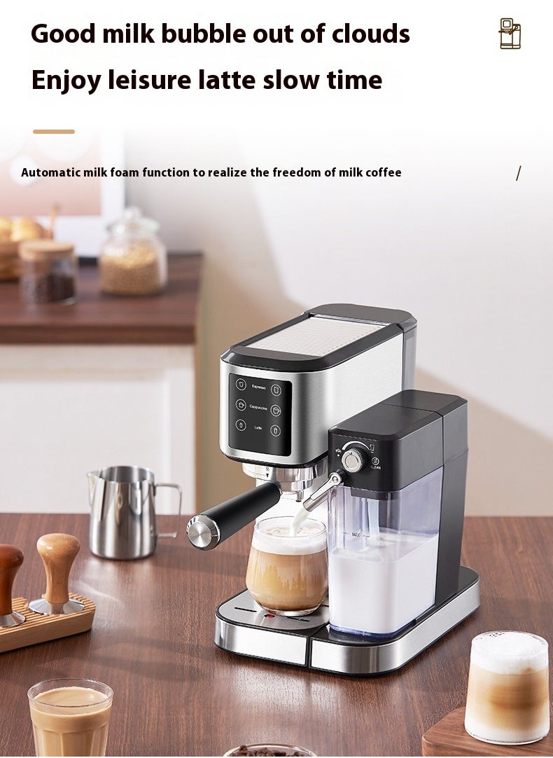 Espresso machine with milk frother, one-touch automatic coffee machine for espresso, cappuccino and latte, touch screen, cup warming