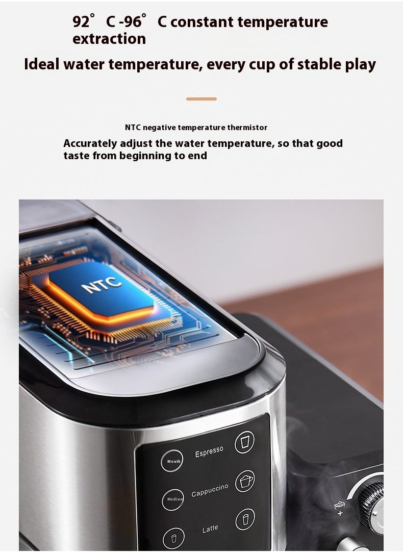 Espresso machine with milk frother, one-touch automatic coffee machine for espresso, cappuccino and latte, touch screen, cup warming