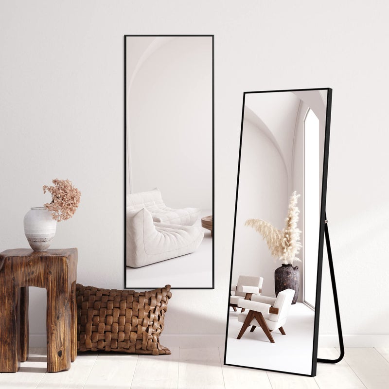 NicBex Full Length Mirror  51x16 Inch Aluminum Alloy Frame Large Wall Mirror for Bedroom Dressing and Living Room Black