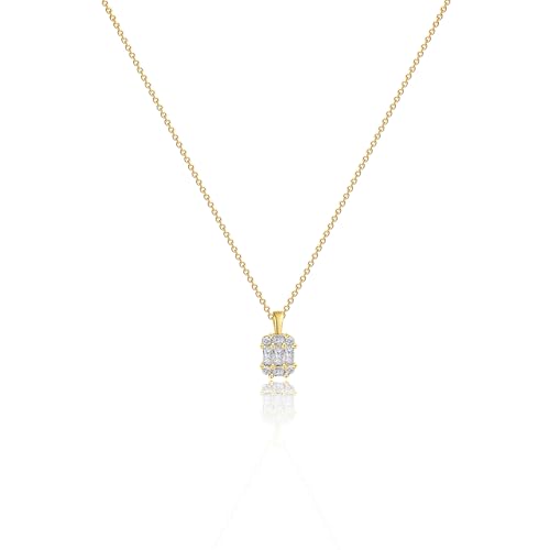 MIDEEO Baguette Necklace CZ Diamond Necklace for Women Dainty Solitaire Pendant Necklace Gold Plated Square Baguette Necklaces Bridesmaid Jewelry Gifts - Image 1