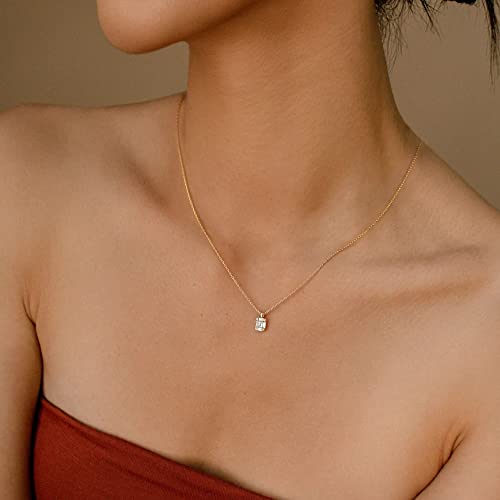 MIDEEO Baguette Necklace CZ Diamond Necklace for Women Dainty Solitaire Pendant Necklace Gold Plated Square Baguette Necklaces Bridesmaid Jewelry Gifts - Image 2