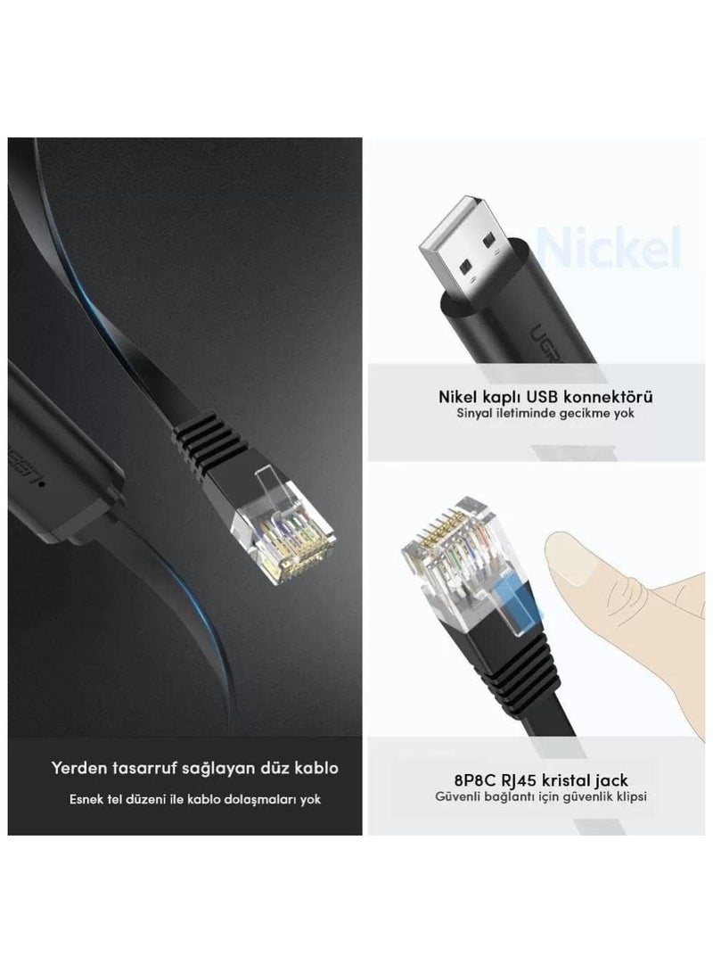 UGREEN USB 2.0 to RJ45 Console Cable 1.5M Black (50773) - Image 2