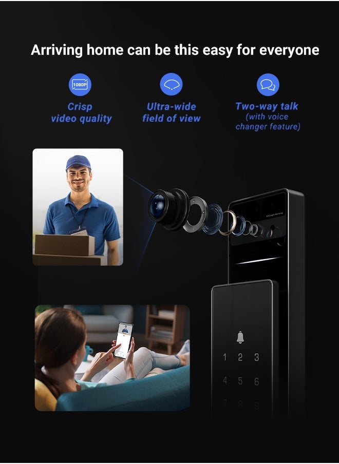 EZVIZ Smart Lock DL50fvs 8-in-1 Keyless Entry Door Lock 3d Face Recognition Door Lock Built-in 8gb Storage 2-meter Night Vision Active Intercom（5085 mortise）  - Image 5