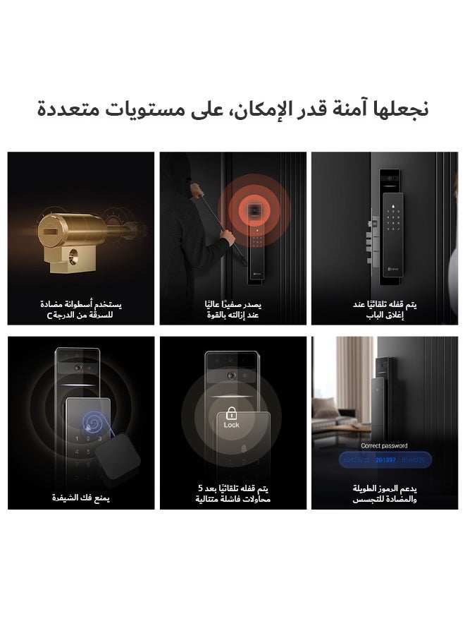 Smart Lock DL50fvs 8-in-1 Keyless Entry Door Lock 3d Face Recognition Door Lock Built-in 8gb Storage 2-meter Night Vision Active Intercom（5085 mortise）