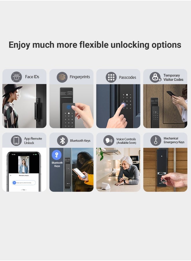 EZVIZ Smart Lock DL50fvs 8-in-1 Keyless Entry Door Lock 3d Face Recognition Door Lock Built-in 8gb Storage 2-meter Night Vision Active Intercom（5085 mortise）  - Image 3