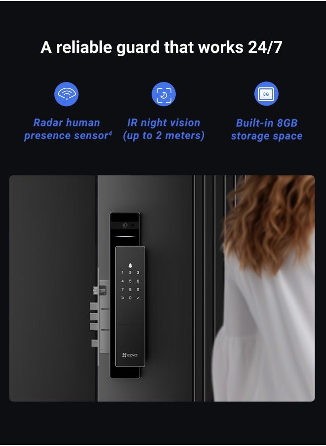 Smart Lock DL50fvs 8-in-1 Keyless Entry Door Lock 3d Face Recognition Door Lock Built-in 8gb Storage 2-meter Night Vision Active Intercom（5085 mortise）