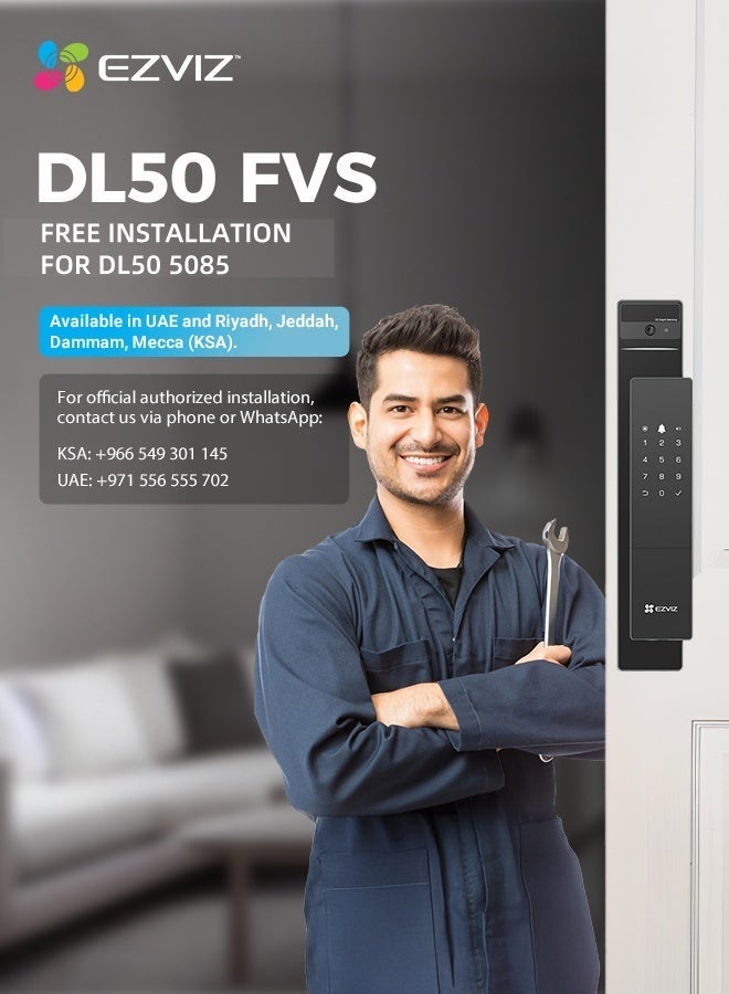 EZVIZ Smart Lock DL50fvs 8-in-1 Keyless Entry Door Lock 3d Face Recognition Door Lock Built-in 8gb Storage 2-meter Night Vision Active Intercom（5085 mortise） - Image 2