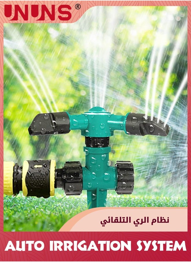 UNUNS - مرشات الحديقة للفناء، نظام الري التلقائي في الحديقة بدوران 360 درجة، مرشات المياه في ساحة كبيرة، وري النباتات، لعب الأطفال - Image 1