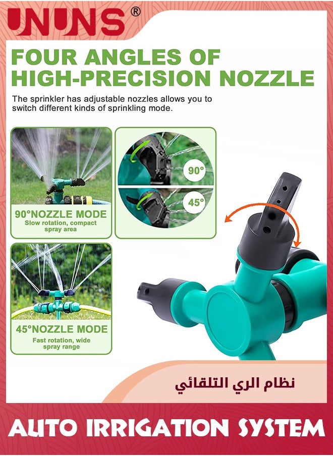 UNUNS - مرشات الحديقة للفناء، نظام الري التلقائي في الحديقة بدوران 360 درجة، مرشات المياه في ساحة كبيرة، وري النباتات، لعب الأطفال - Image 1