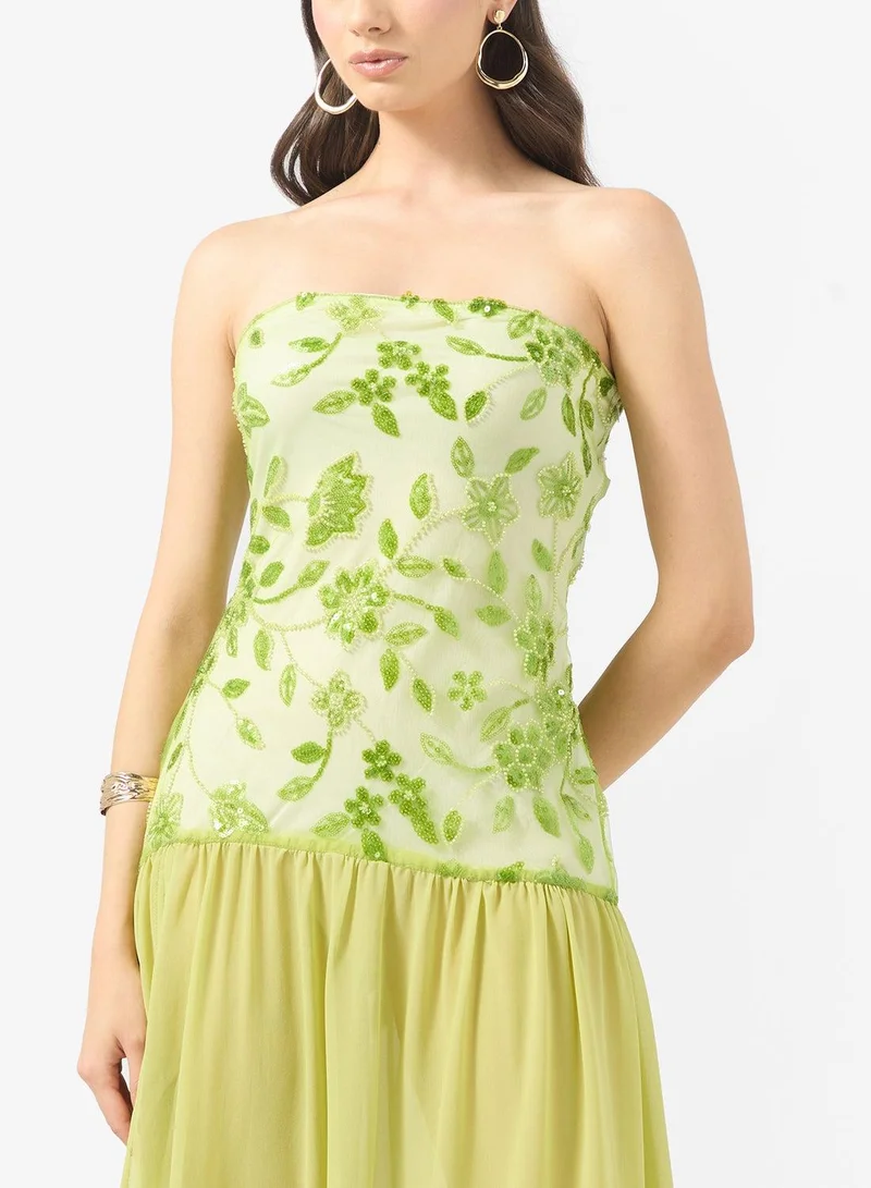 Ginger Boutique  Drop Waist Sequin Embellished Dress for Women | Best Price UAE