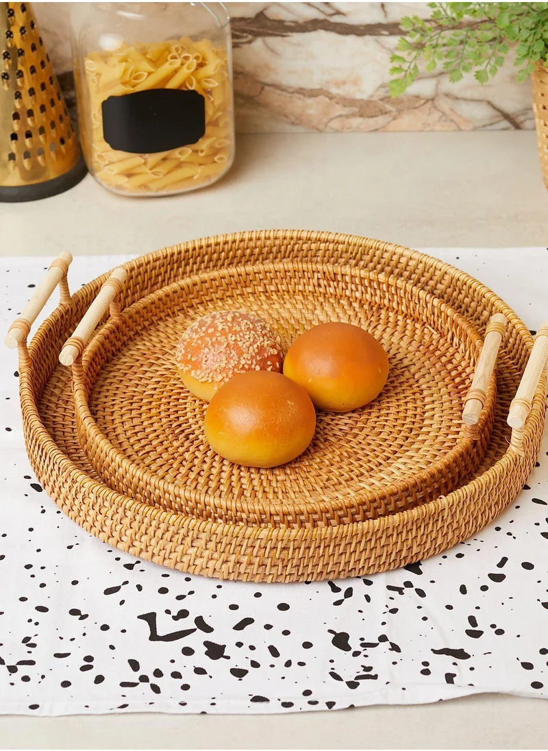 Ayra Set Of Two Rattan Trays