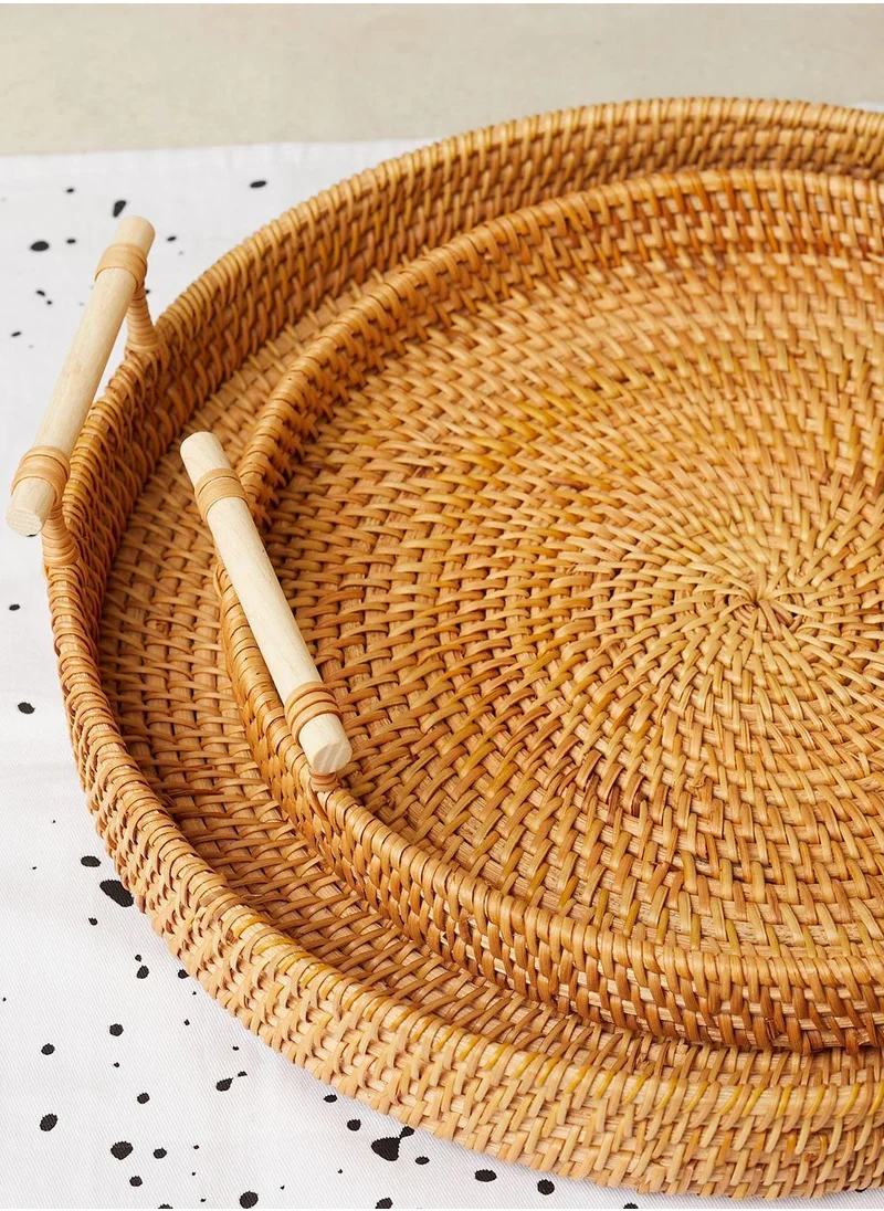 Ayra Set Of Two Rattan Trays