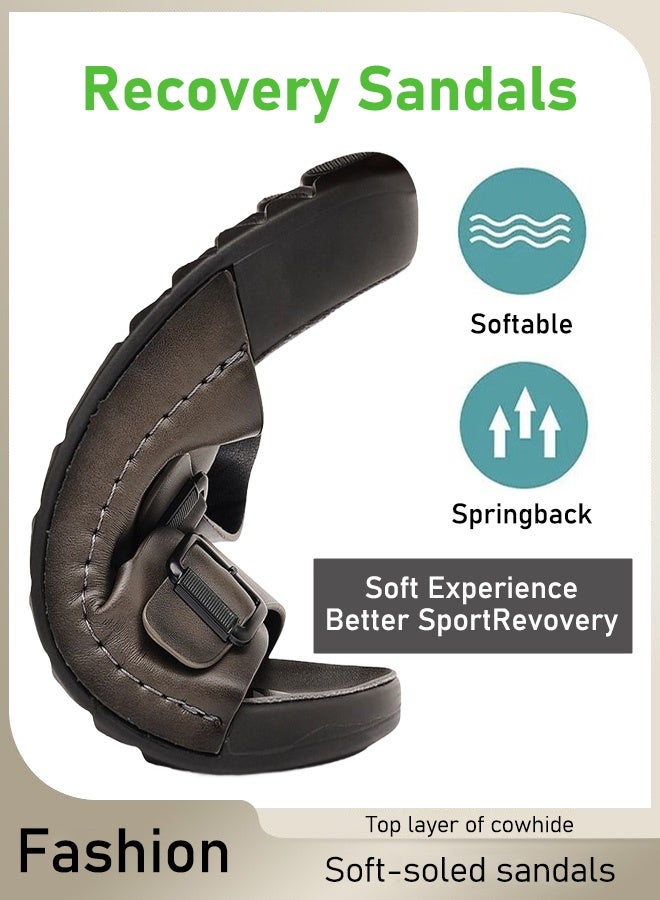 【10 سنوات من الاستخدام】الطبقة الأولى من الصنادل الجلدية ذات النعل الناعم - Image 2