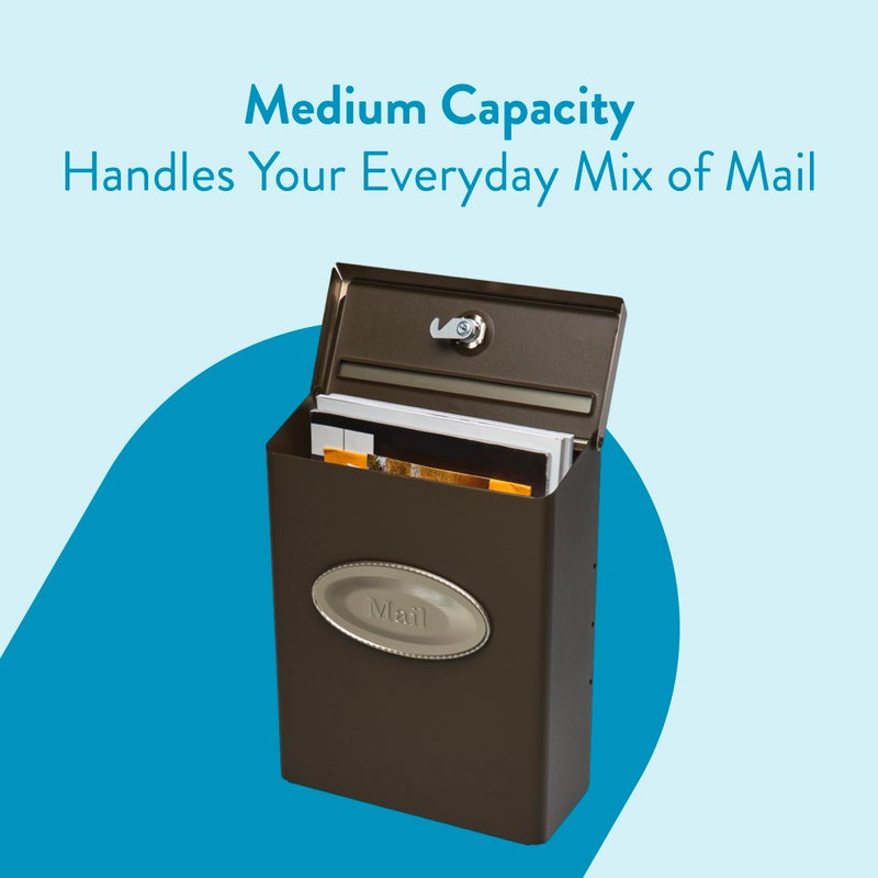 Architectural Mailboxes Designer Galvanized Steel Wall-Mount Mailbox, DVKPBZ0AM, Venetian Bronze, Medium - Image 3