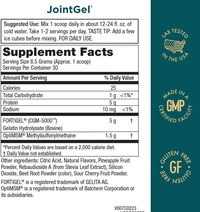 Purity Products JointGel Formula Collagen Peptides  MSM  Supports Joint Flexibility  Fortify Joint Cartilage  Berry Powder  30 Day Supply - Image 2