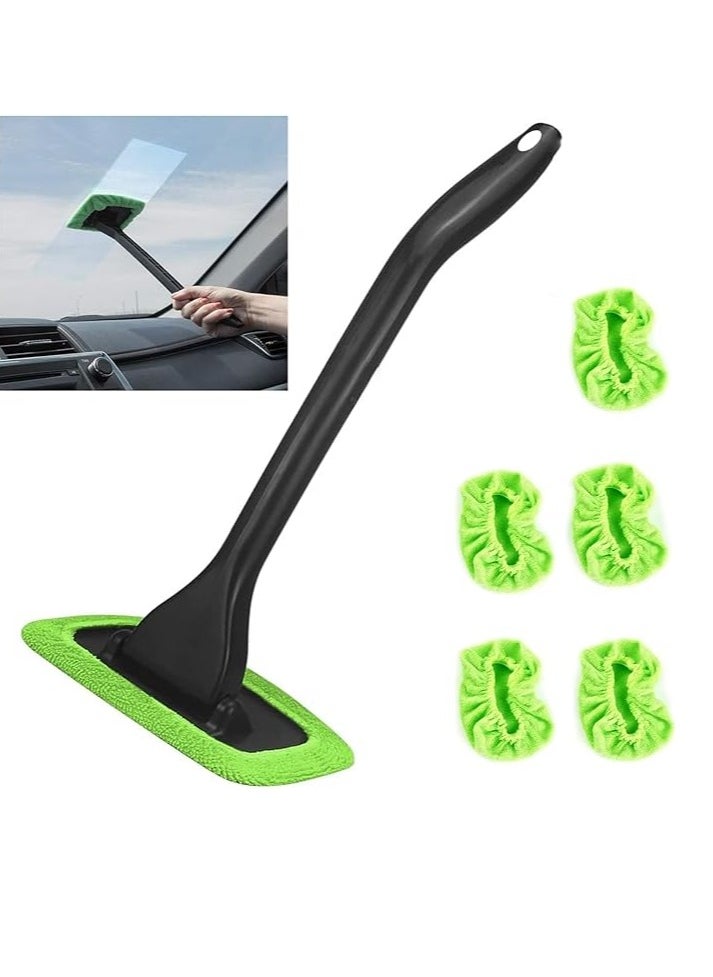 Arabest Windshield Cleaning Tool Windshield Cleaning Wand Auto Window Cleaner,5 Pieces Reusable Cloth Pads for Car Interior, Dirty Car Washing Brushes (Green)  - Image 1