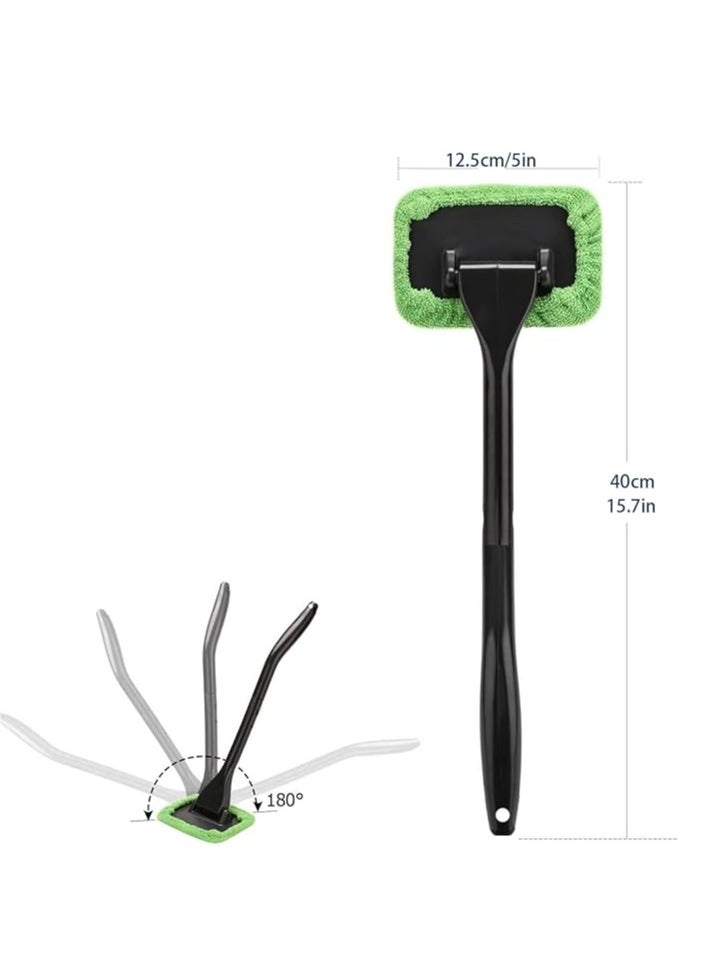 Arabest Windshield Cleaning Tool Windshield Cleaning Wand Auto Window Cleaner,5 Pieces Reusable Cloth Pads for Car Interior, Dirty Car Washing Brushes (Green)  - Image 2