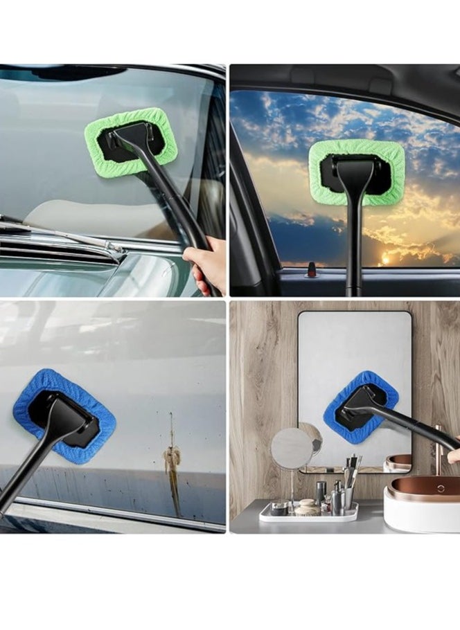 Arabest Windshield Cleaning Tool Windshield Cleaning Wand Auto Window Cleaner,5 Pieces Reusable Cloth Pads for Car Interior, Dirty Car Washing Brushes (Green)  - Image 3