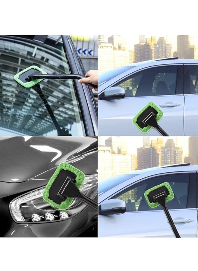 Arabest Windshield Cleaning Tool Windshield Cleaning Wand Auto Window Cleaner,5 Pieces Reusable Cloth Pads for Car Interior, Dirty Car Washing Brushes (Green)  - Image 5