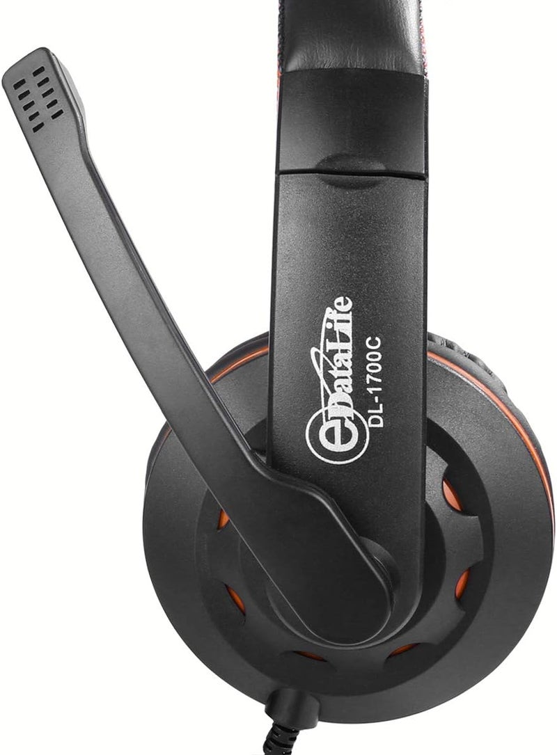 eDataLife Gaming headset with microphone suitable for Fortnite and online games, and for chatting during the game (Orange), medium - DL-1700C, Wired - Image 5