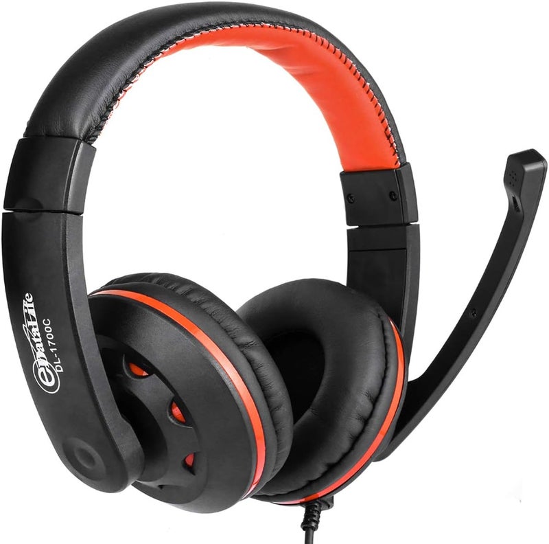 eDataLife Gaming headset with microphone suitable for Fortnite and online games, and for chatting during the game (Orange), medium - DL-1700C, Wired - Image 1