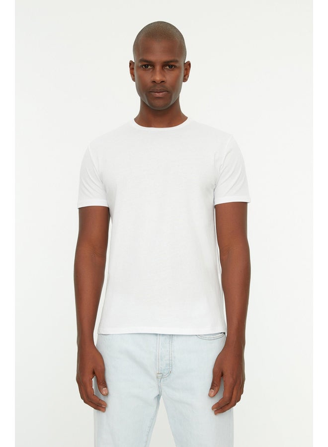 trendyol White Basic Slim Fit 100% Cotton 2-Pack Crew Neck Short Sleeve T-Shirt TMNSS19BO0071 - Image 5