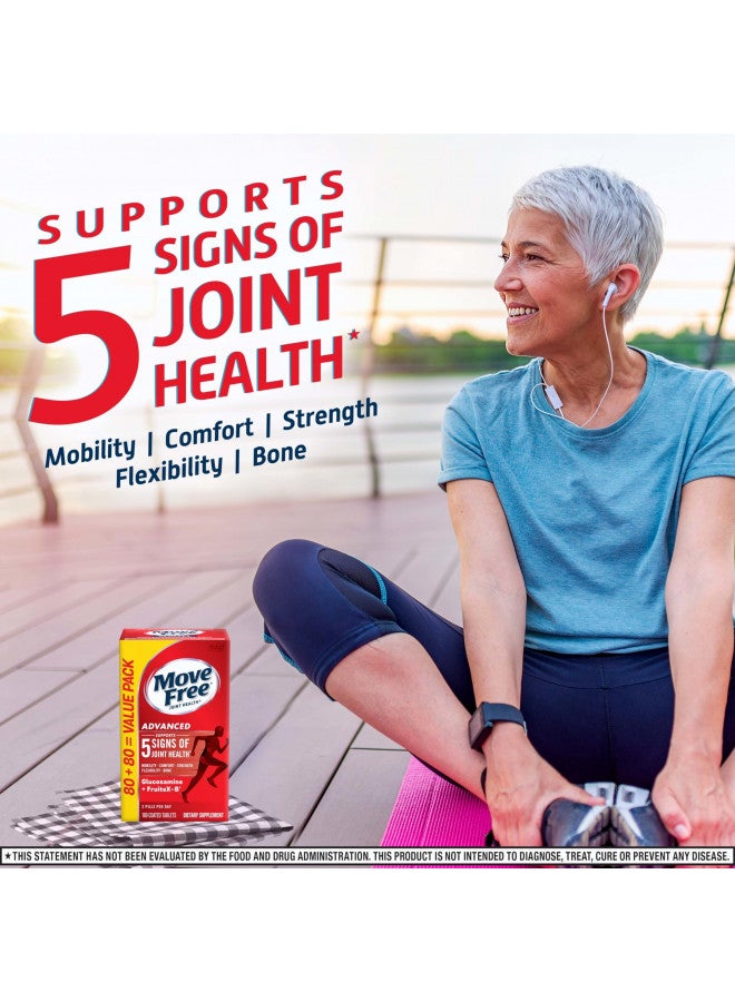 Move Free Move Free Advanced Glucosamine Chondroitin + Calcium Fructoborate Joint Support Supplement, Supports Mobility Comfort Strength Flexibility & Bone - 160 Tablets (80 servings)*  - Image 3