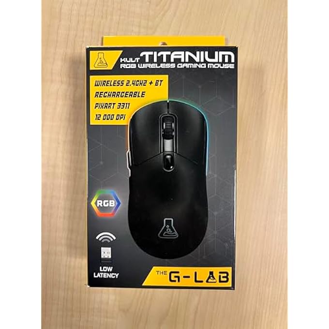 THE G-LAB KULT TITANIUM WIRELESS GAMING MOUSE BLUETOOTH / 2.4GHZ / CABLE - TRIPLE MODE, 100H BATTERY LIFE, RGB, 12,000 DPI - 100% PERSONALISED FOR PC, PS4, PS5, XBOX - NEW - Image 3