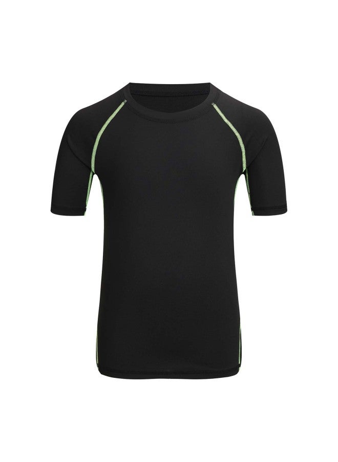 Children's Black Quick-Dry Sports Fitness Short-sleeved T-shirt