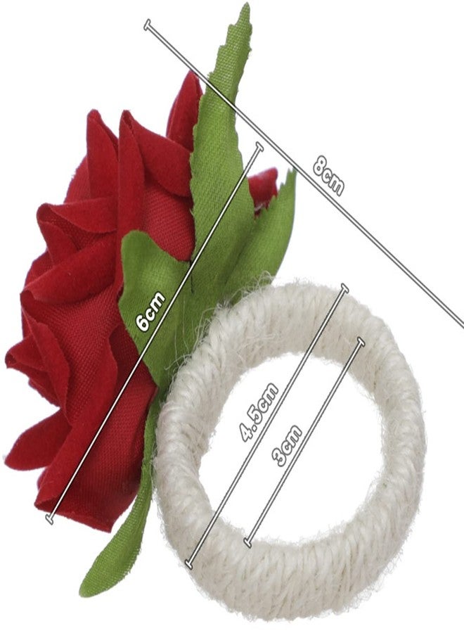 Sheliky 6Pcs Napkin Rings Rose Napkin Holders Bridal Napkin Buckle Dining Table Ring for Valentine's Day, Wedding, Anniversary, Holiday Party Dinner Decor Favor - Image 4