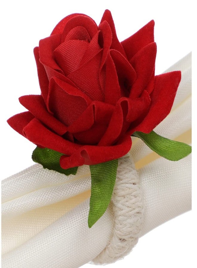 Sheliky 6Pcs Napkin Rings Rose Napkin Holders Bridal Napkin Buckle Dining Table Ring for Valentine's Day, Wedding, Anniversary, Holiday Party Dinner Decor Favor - Image 2