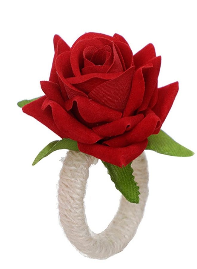 Sheliky 6Pcs Napkin Rings Rose Napkin Holders Bridal Napkin Buckle Dining Table Ring for Valentine's Day, Wedding, Anniversary, Holiday Party Dinner Decor Favor - Image 3