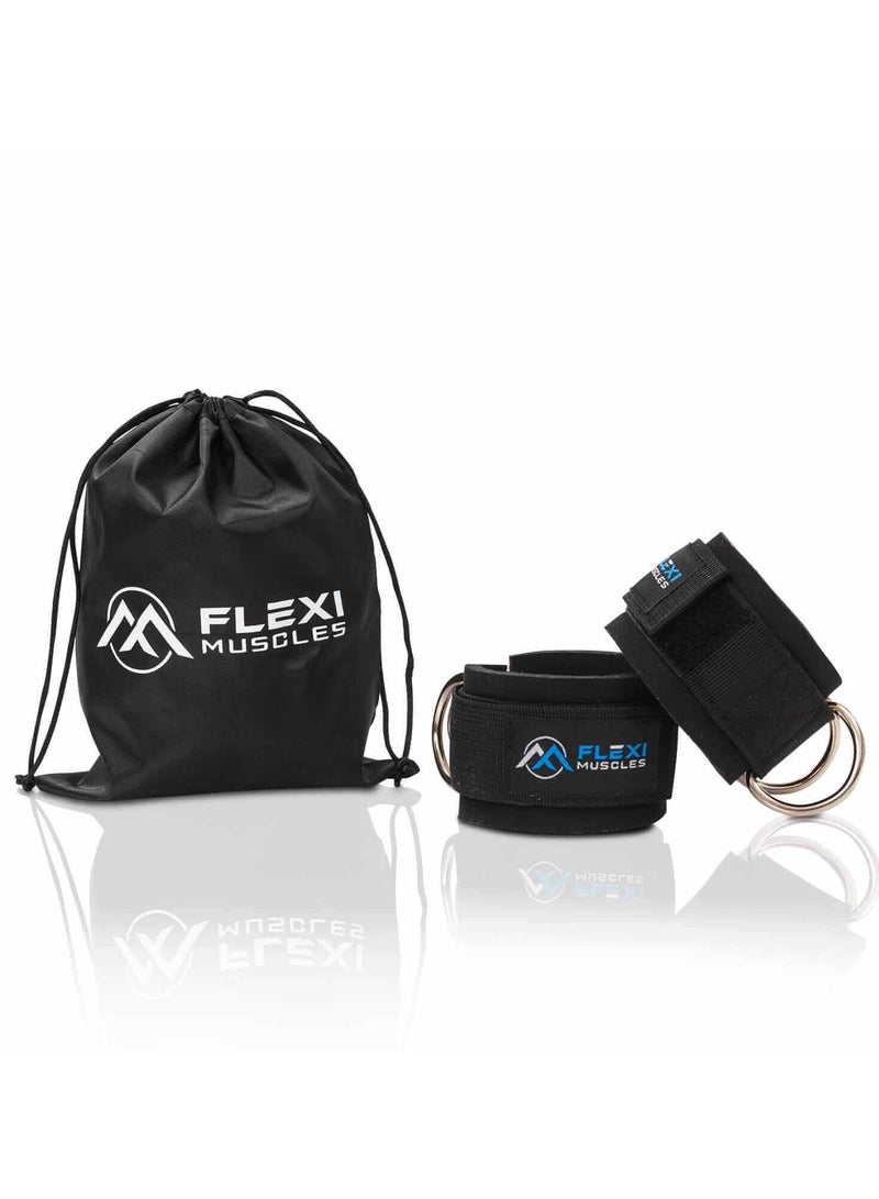 Flexi Muscles - Ankle Straps for Cable Machines. Our Comfortable Adjustable Padded Ankle Workout Straps with Double D-Ring, Ideal for Glutes Exercises, Leg Workout and Kickbacks - Image 1
