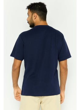 Threadbare Men Crew Neck Short Sleeves Textured Jerro T-Shirt, Navy  - Image 4