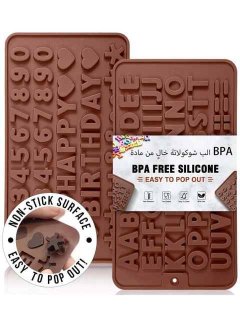2 Pcs Silicone Letter Mold and Number Chocolate Molds, Non-Stick Silicone Mold, Silicone Tray for Cake Decorations, BPA-Free