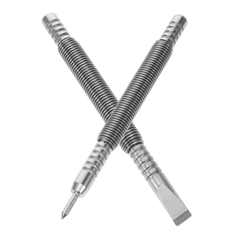 Spring Loaded Nail Punch Set Hammerless Design for Wood Metal Glass DIY - Image 2