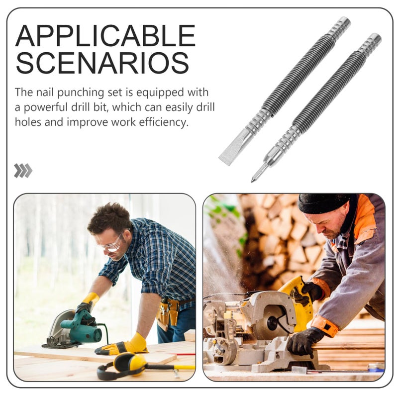 Spring Loaded Nail Punch Set Hammerless Design for Wood Metal Glass DIY - Image 5