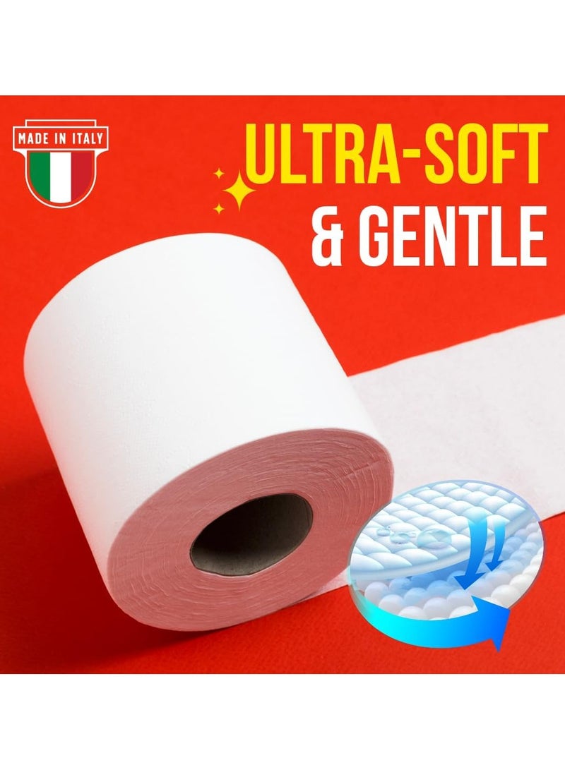 Maxi Supercarta Toilet Roll 2 Ply Giant Rolls 2608 Sheets Pack of 8 Rolls - 326 High Absorbent Sheets per Roll Premium Softness Thick Paper Smooth Texture Cloud and Butterfly Embossing - Image 3