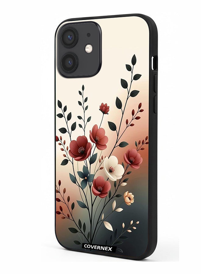 Covernex Apple iPhone 12 Mini Protective Case Cover Printed Featuring Elegant Soft Pastel Florals - Image 1