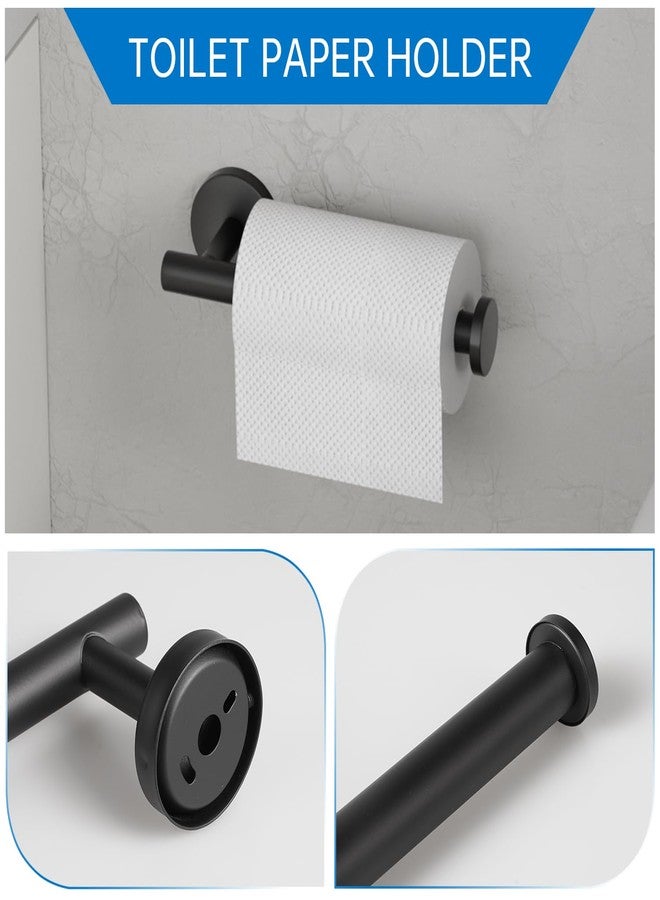 SOLVEX Matte Black Bathroom Hardware Set, 5 Pieces Bathroom Accessories Set,Stainless Steel 16 Inch Bath Towel Bar Set Wall Mounted,Robe Towel Hooks, Toilet Paper Holder,Towel Racks for Bathroom SP-60008-N - Image 4