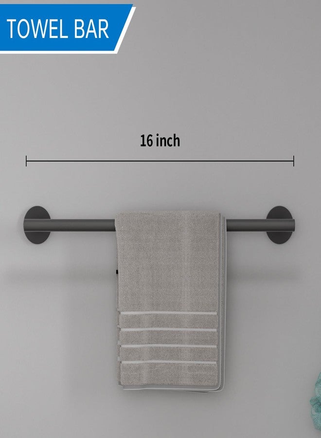 SOLVEX Matte Black Bathroom Hardware Set, 5 Pieces Bathroom Accessories Set,Stainless Steel 16 Inch Bath Towel Bar Set Wall Mounted,Robe Towel Hooks, Toilet Paper Holder,Towel Racks for Bathroom SP-60008-N - Image 3