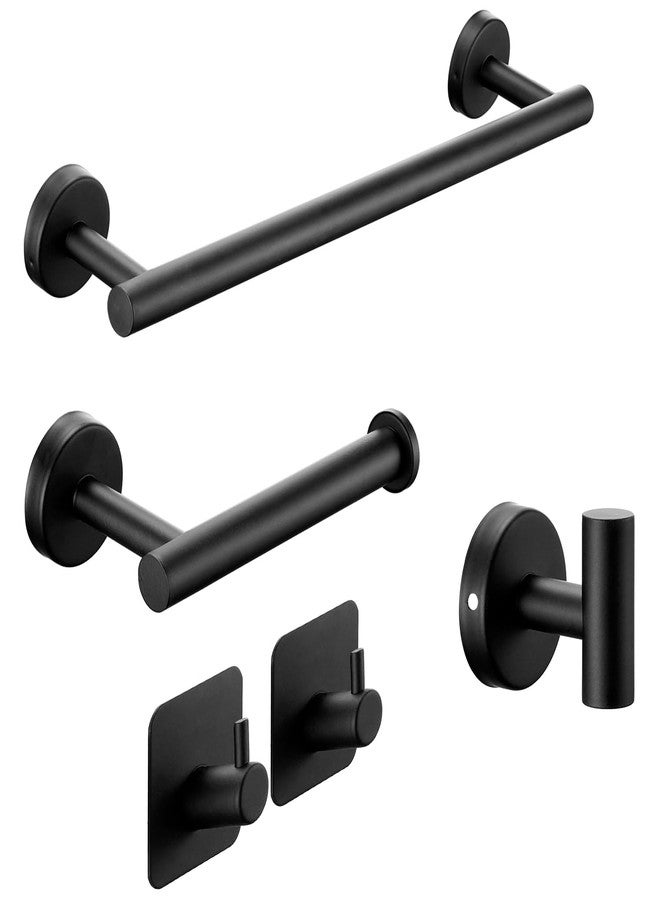 SOLVEX Matte Black Bathroom Hardware Set, 5 Pieces Bathroom Accessories Set,Stainless Steel 16 Inch Bath Towel Bar Set Wall Mounted,Robe Towel Hooks, Toilet Paper Holder,Towel Racks for Bathroom SP-60008-N - Image 1