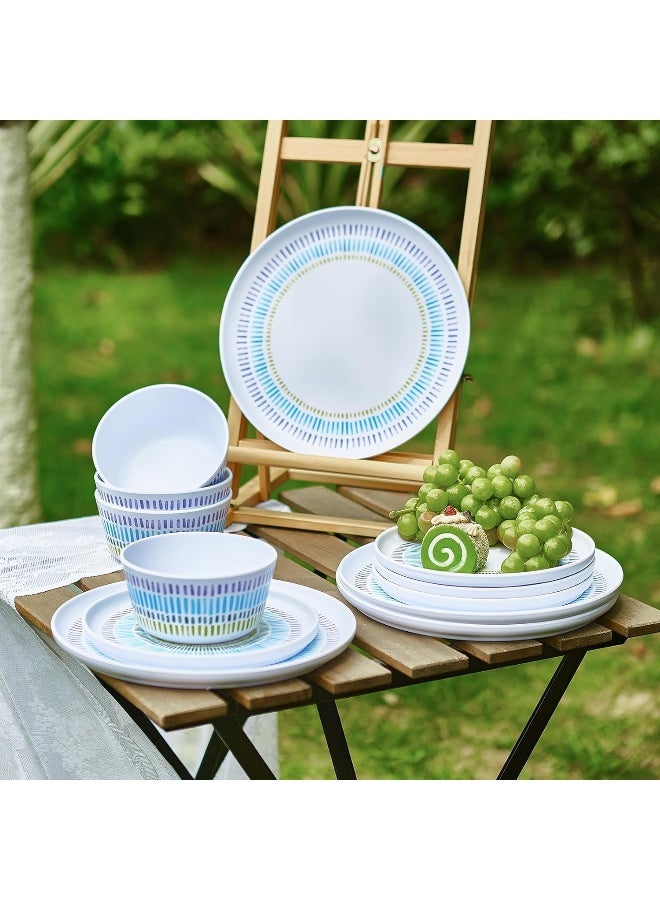 Zayton طقم أدوات المائدة من الميلامين مكون من 12 قطعة أطباق عشاء وأوعية وأطباق للاستخدام الداخلي والخارجي مع أدوات مائدة خفيفة الوزن وغير قابلة للكسر - Image 4