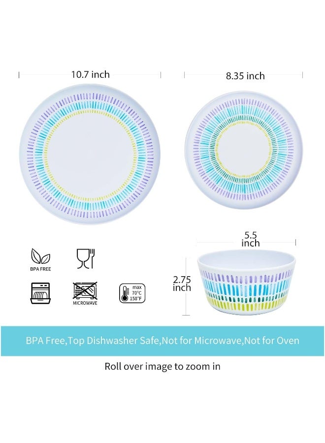 Zayton طقم أدوات المائدة من الميلامين مكون من 12 قطعة أطباق عشاء وأوعية وأطباق للاستخدام الداخلي والخارجي مع أدوات مائدة خفيفة الوزن وغير قابلة للكسر - Image 2