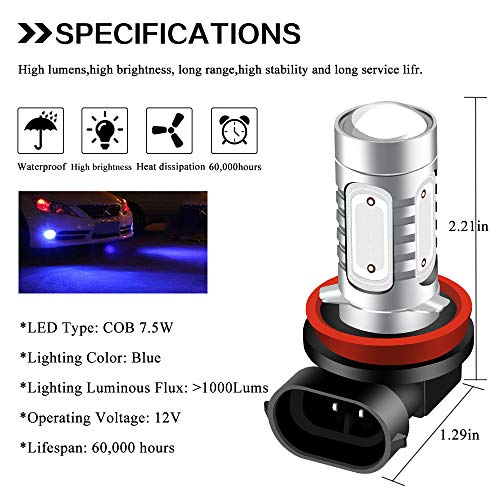 KaiDengZhe 2pcs SUPER Bright Blue H11/H8 LED Bulbs for Fog Lights 7.5W COB Fog Lamp Driving DRL Lights 12V - Image 2