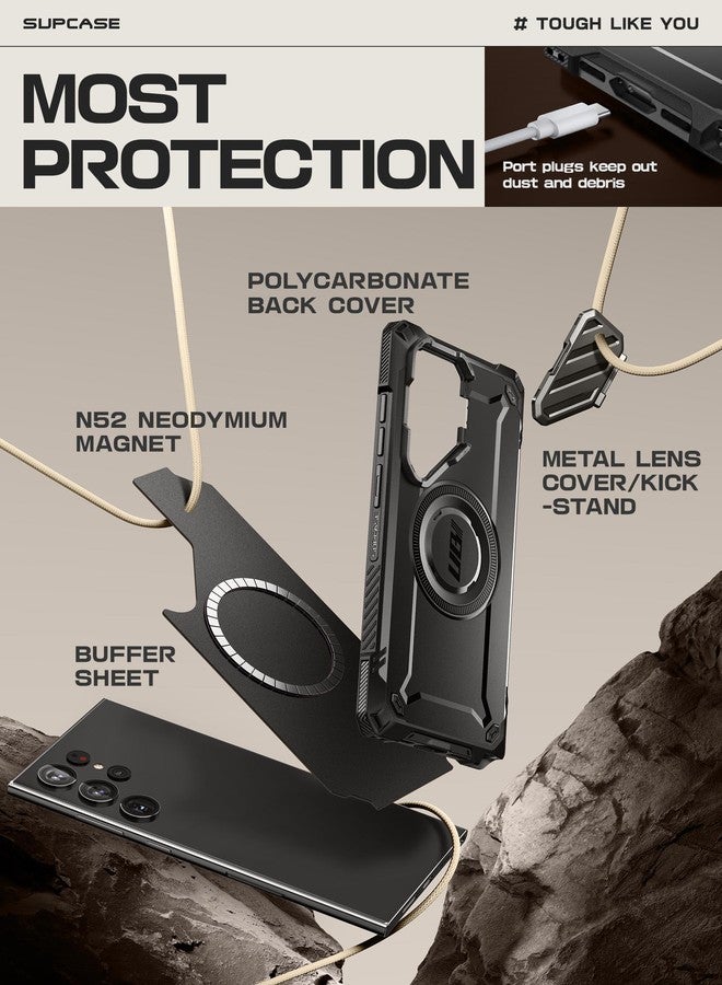SUPCASE for Samsung Galaxy S24 Ultra Case with Stand [Built-in Camera Cover Kickstand] [S Pen Friendly] [Compatible with MagSafe] Heavy Duty Rugged Magnetic Phone Case for Galaxy S24 Ultra, Black - Image 4