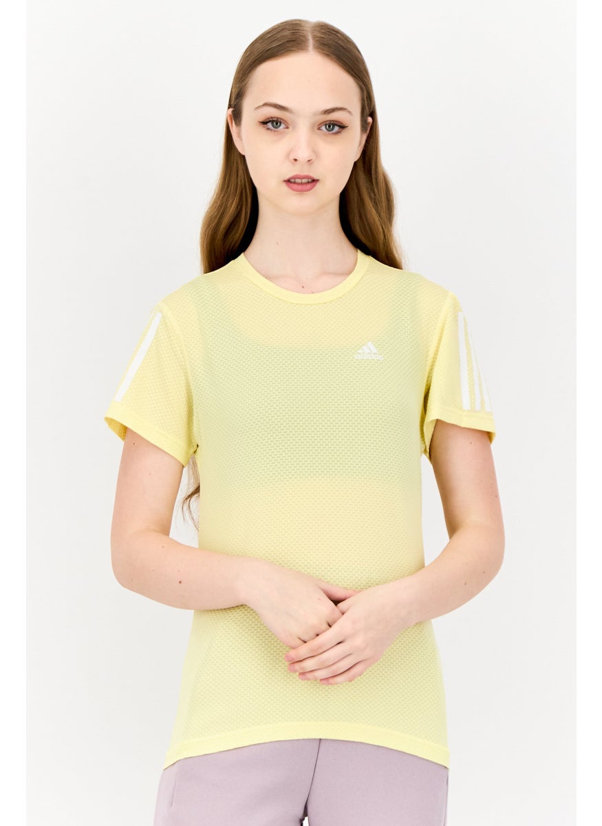 Adidas Women Sportswear Fit Short Sleeve Running T-Shirt, Light Yellow  - Image 1