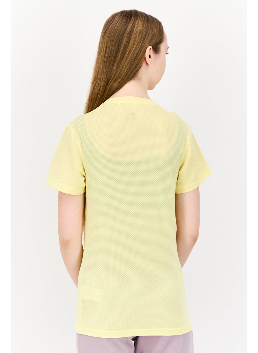 Adidas Women Sportswear Fit Short Sleeve Running T-Shirt, Light Yellow  - Image 4