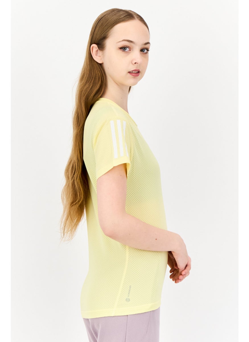 Adidas Women Sportswear Fit Short Sleeve Running T-Shirt, Light Yellow  - Image 2